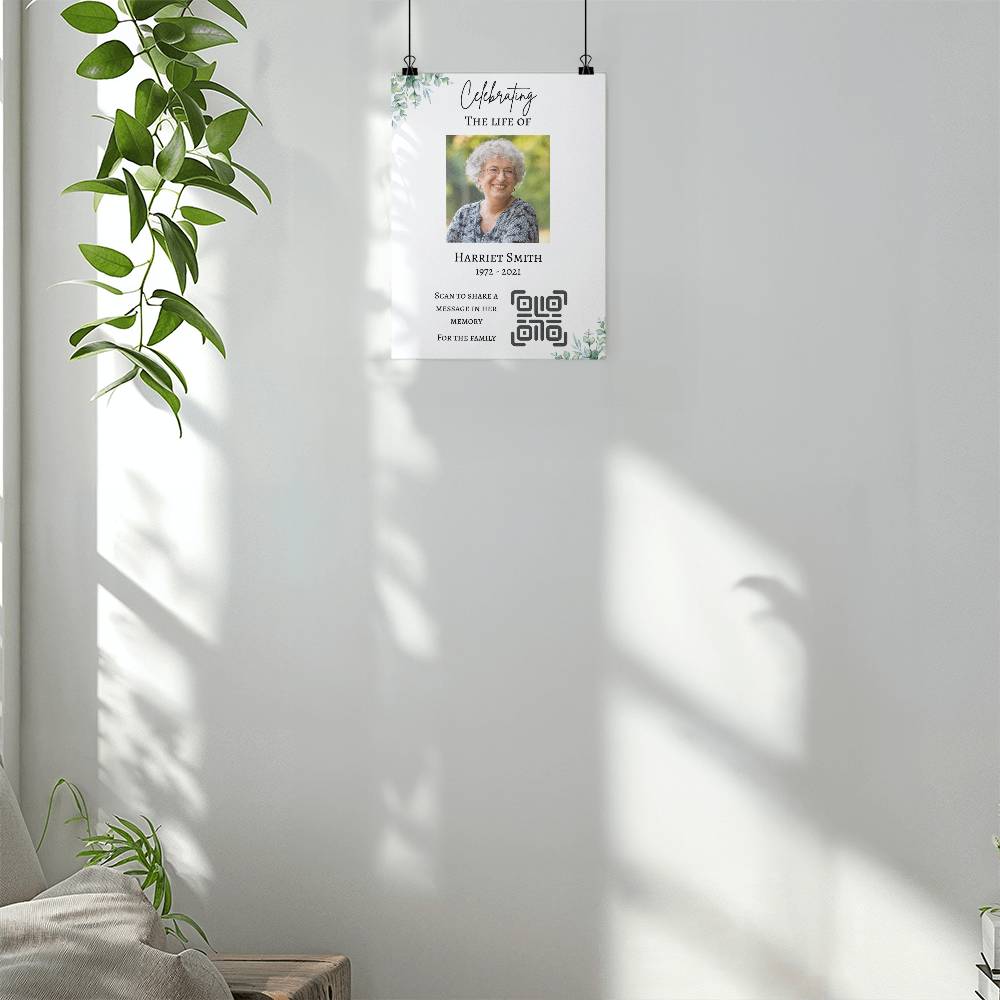 Personalized QR Code Enabled Memorial Poster