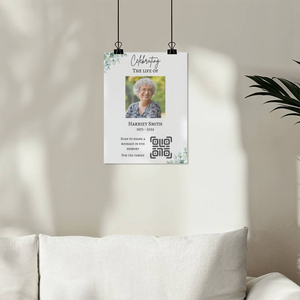 Personalized QR Code Enabled Memorial Poster