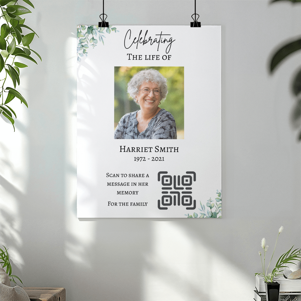 Personalized QR Code Enabled Memorial Poster