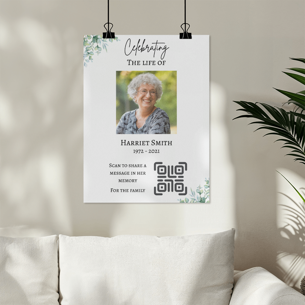 Personalized QR Code Enabled Memorial Poster
