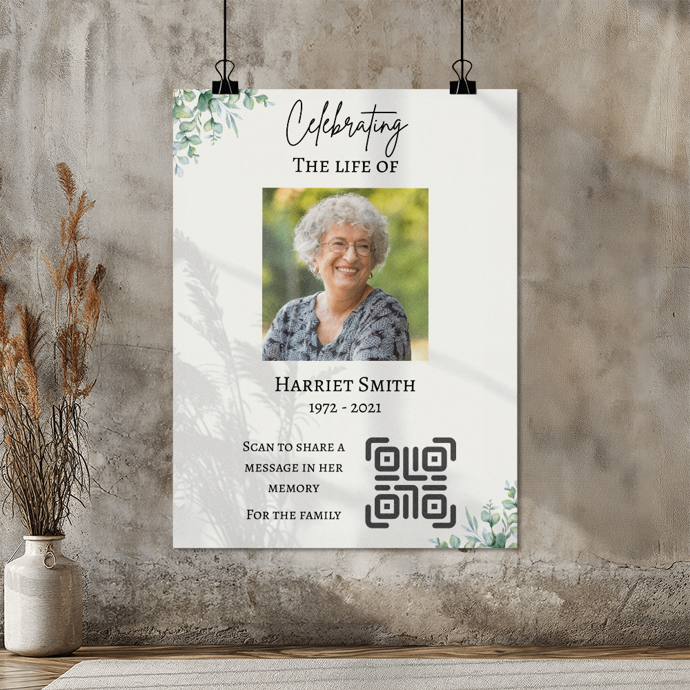 Personalized QR Code Enabled Memorial Poster